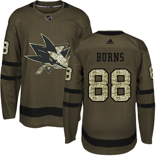 Herren San Jose Sharks Eishockey Trikot Brent Burns #88 Authentic Grün Salute to Service